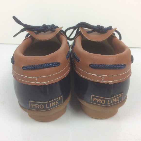 Pro Line Blue & Tan Waterproof Leather/Rubber Sheepskin Duck Rain Shoes Size 6 - Picture 5 of 7